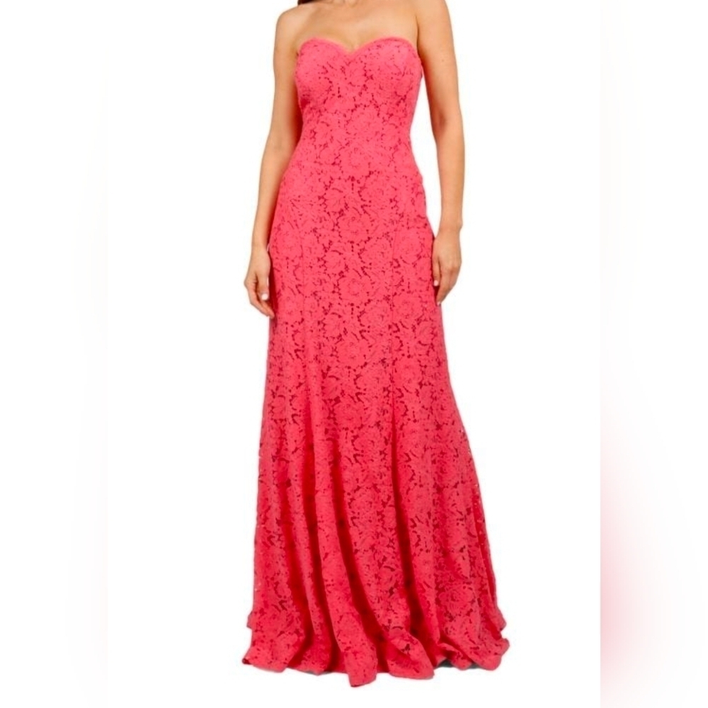 New Rene Ruiz Prom Dress Strapless Sweetheart Lace Gown Sequins Formalwear